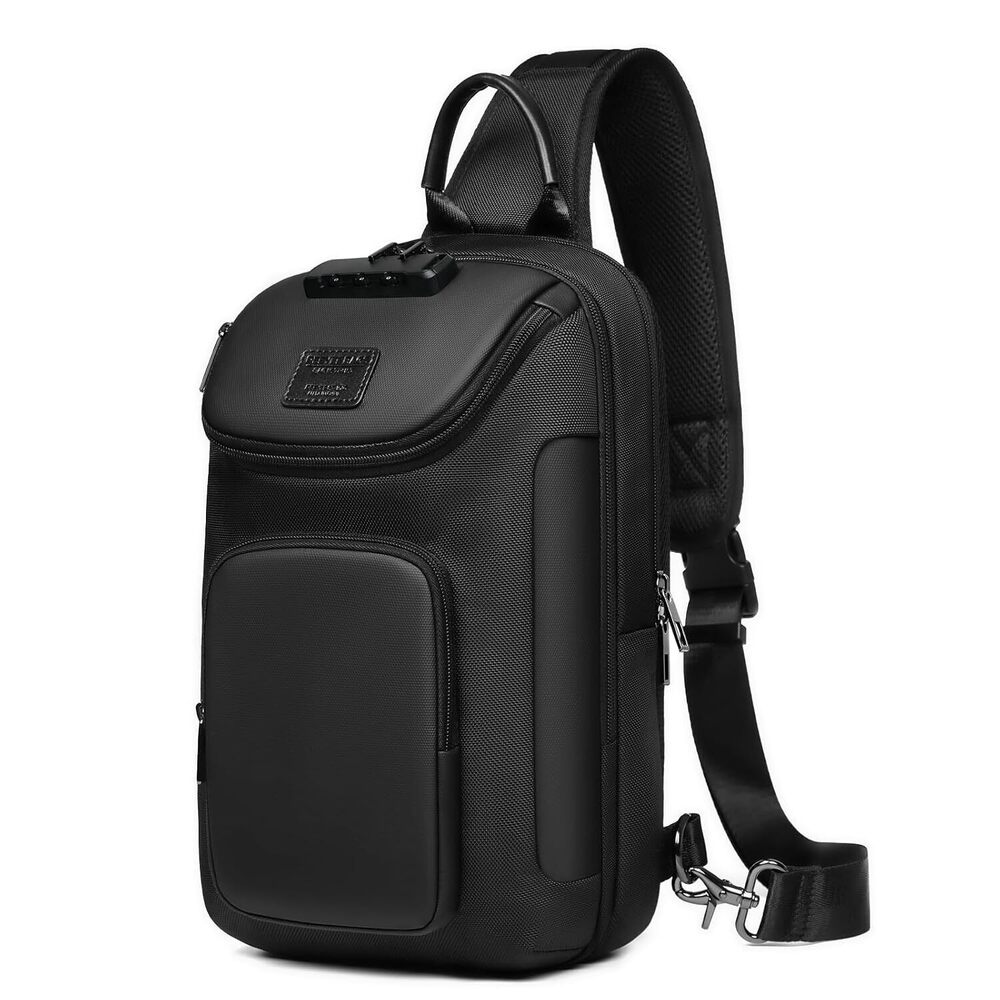 Anti-Theft Sling Bag with Lock, Waterproof Crossbody Backpack Fits 11